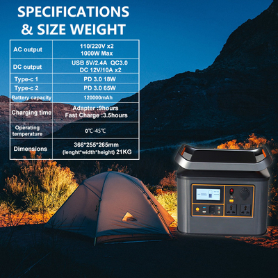 φορητός σταθμός ηλιακής ενέργειας 500W 1000W πρακτικός για τη στρατοπέδευση